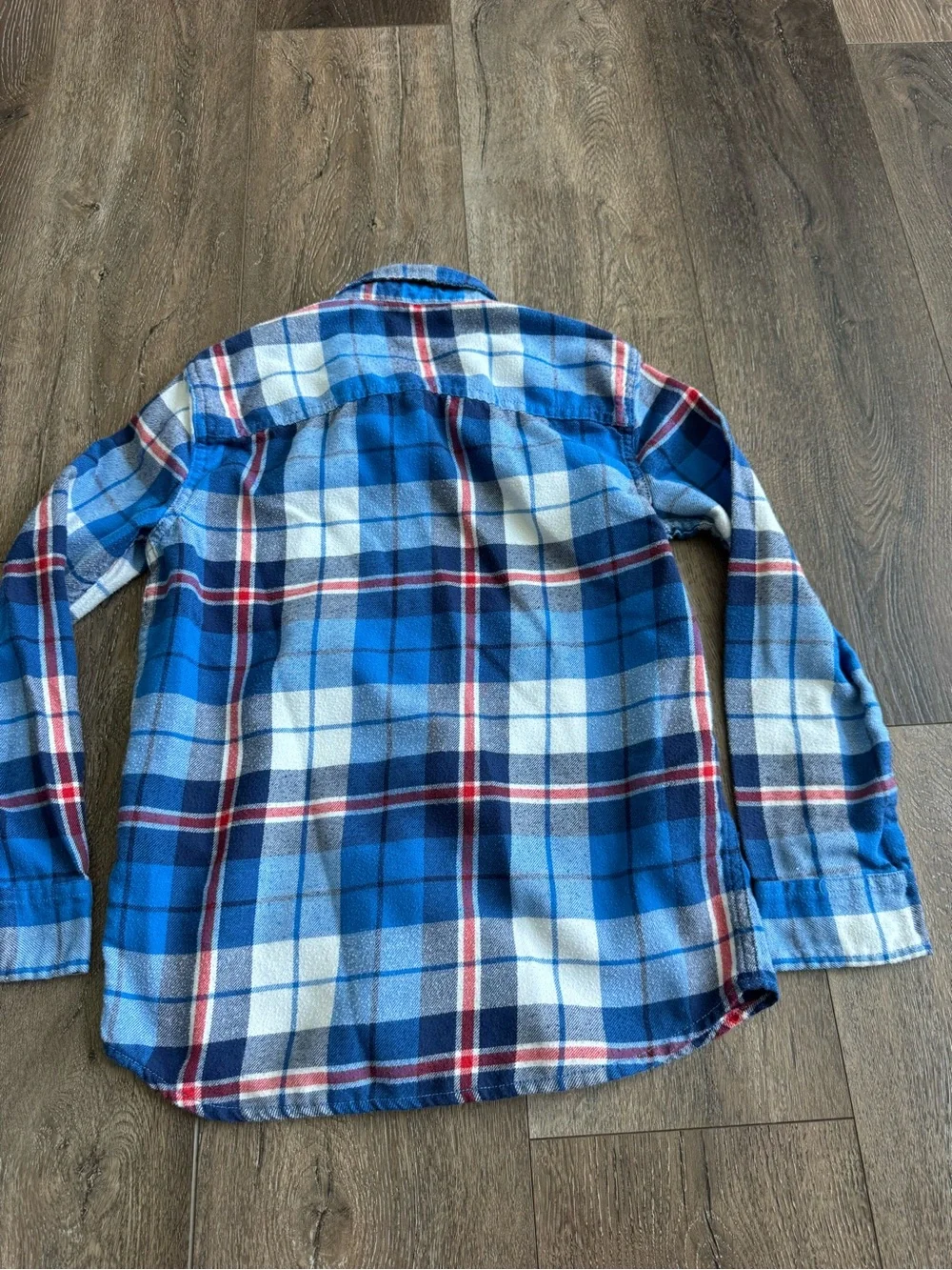 Abercrombie & Fitch Blue White Red Plaid Flannel Shirt Boys Size 7/8